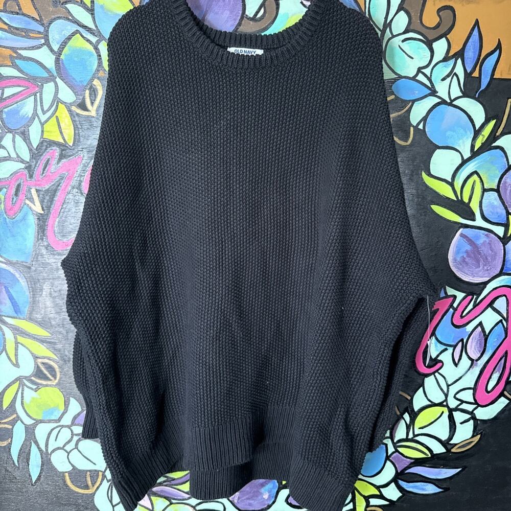 Old Navy Textured Knit Tunic Sweater, Black, 3XL XXXL